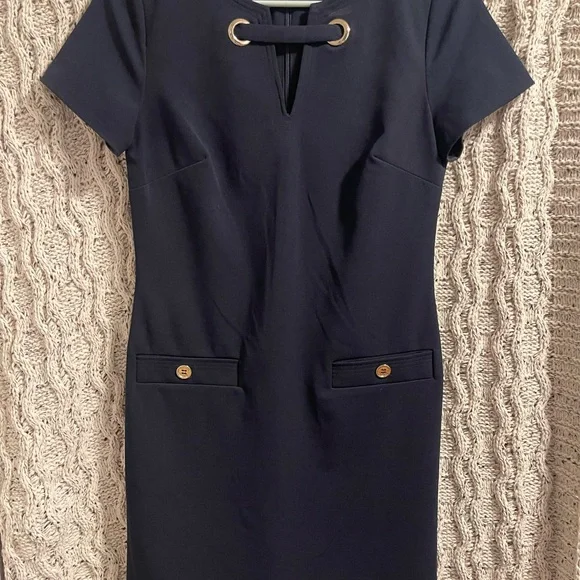 Tommy Hilfiger Dark Blue Mini Dress with Gold Accents - Picture 1 of 3